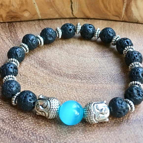 BUDDHA CATS EYE LAVA STONE BRACELET DIFFUSER - Picture 1 of 2